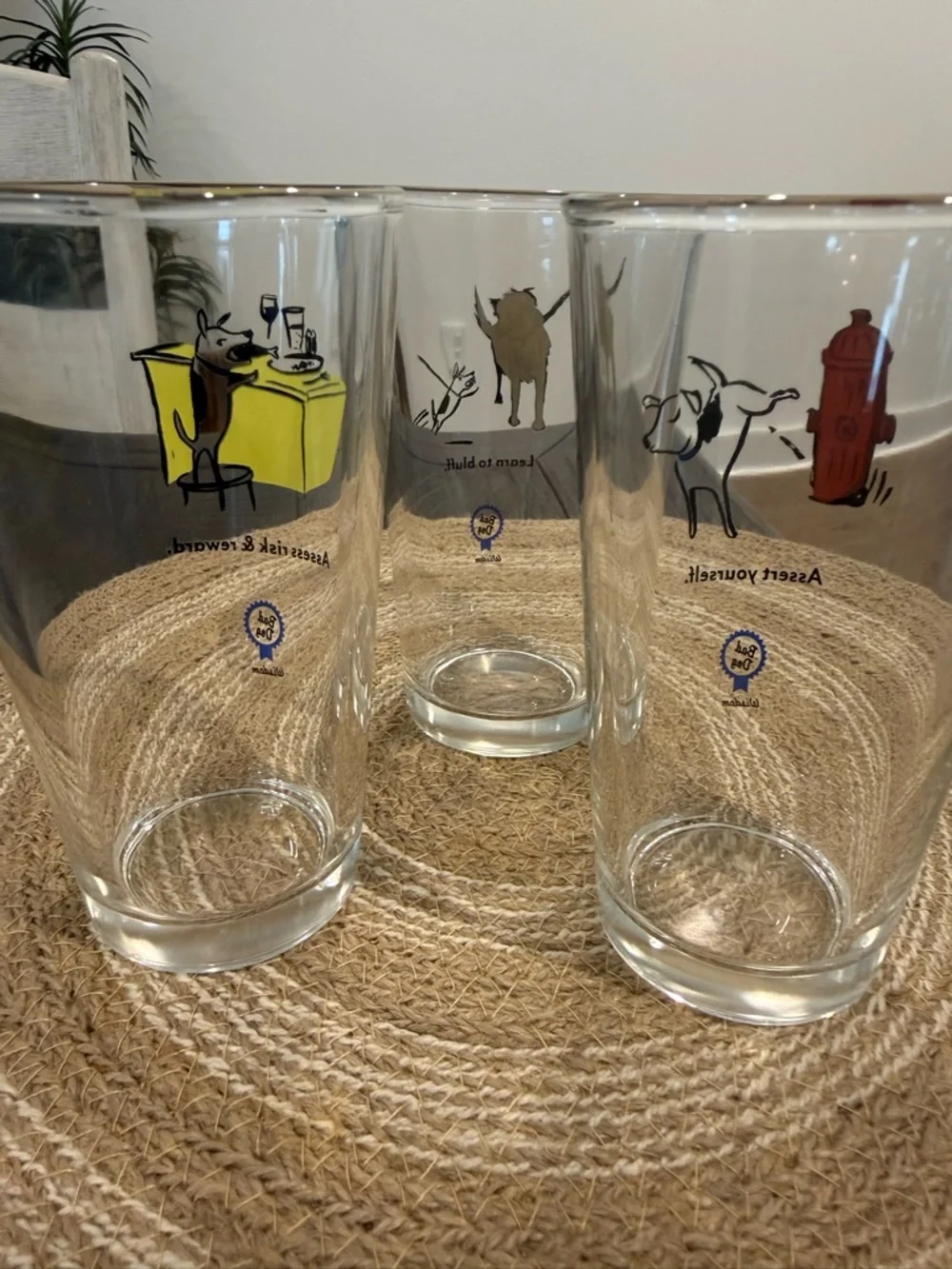 Vtg Bad Dog Brand Wisdom Glass Drinking Glasses Set of 3 Funny Theme Drinkware - Picture 14 of 16